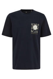 thumbnail: WE Fashion regular fit T-shirt met backprint - donkerblauw