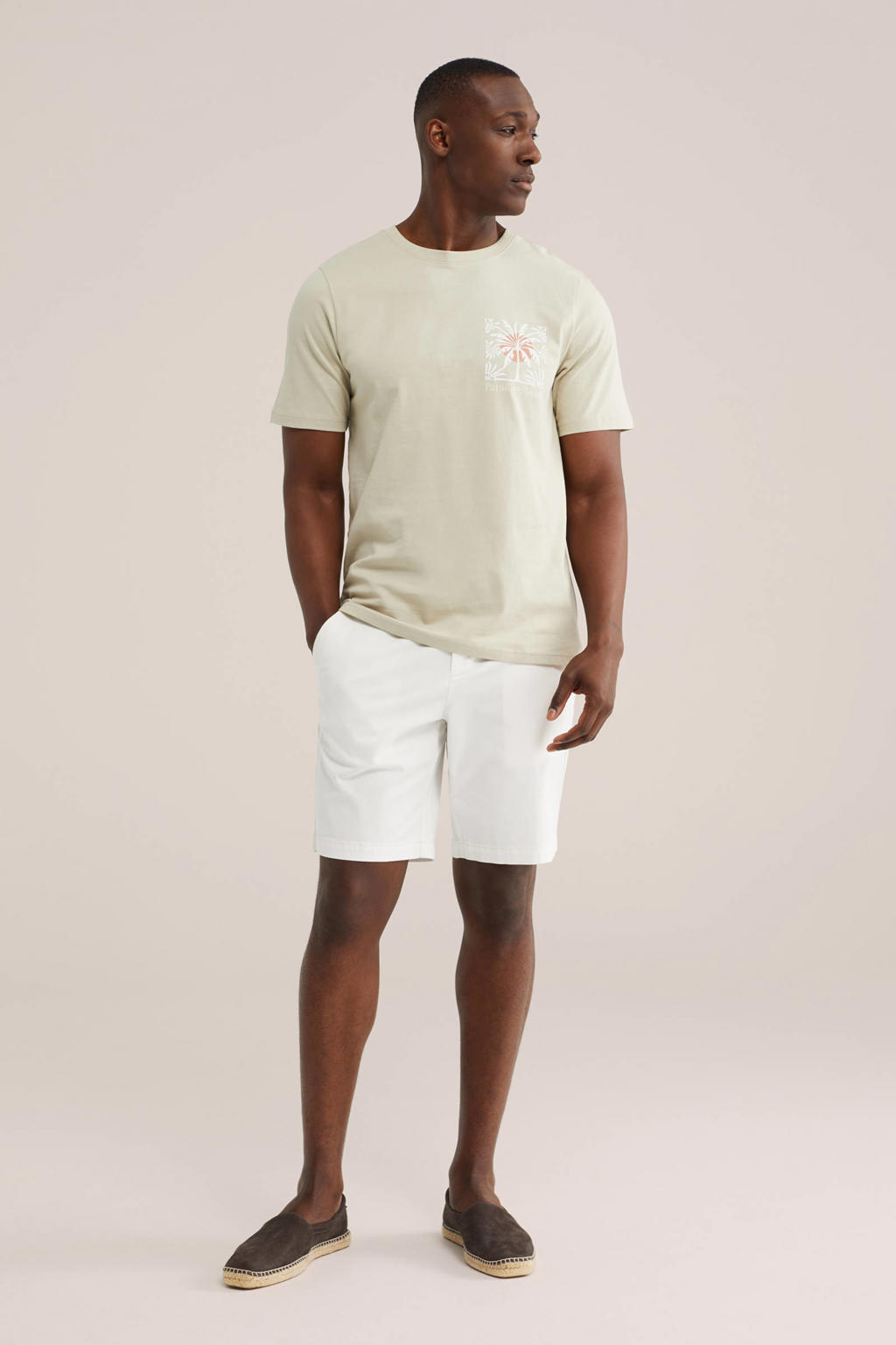 WE Fashion regular fit T-shirt met backprint - groen