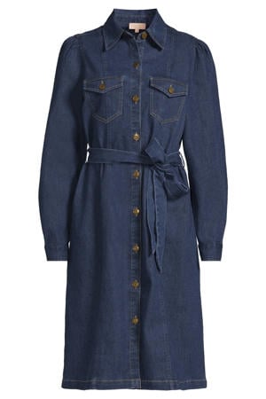 denim jurk met ceintuur dark blue