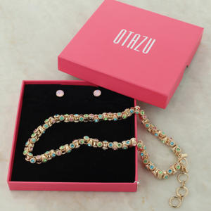 giftbox gold plated oorbellen + ketting Vintage Barrel