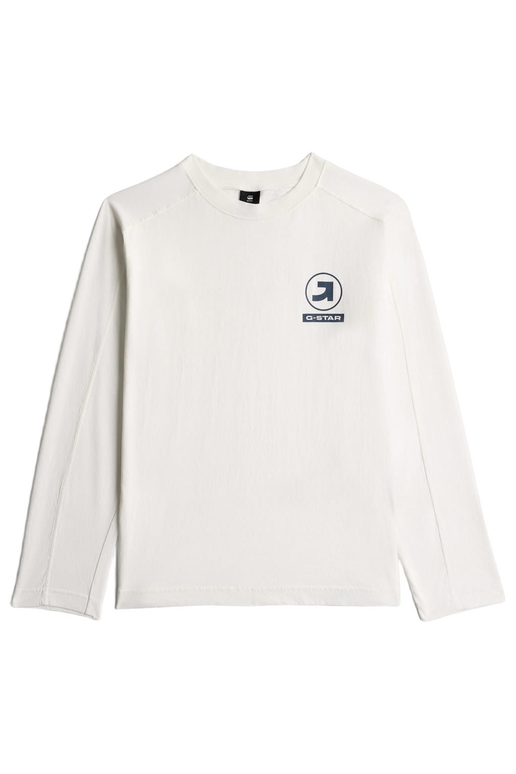 Witte jongens G-STAR longsleeve van katoen met printopdruk, lange mouwen en ronde hals