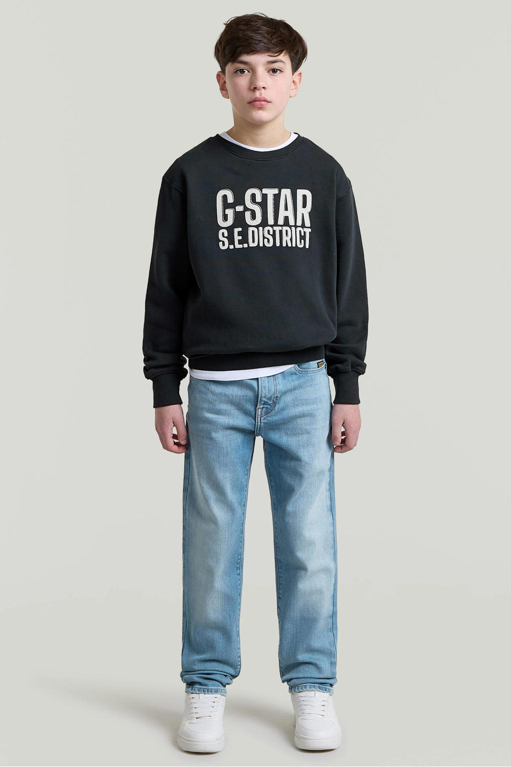 G-STAR sweater met tekst - donkerblauw