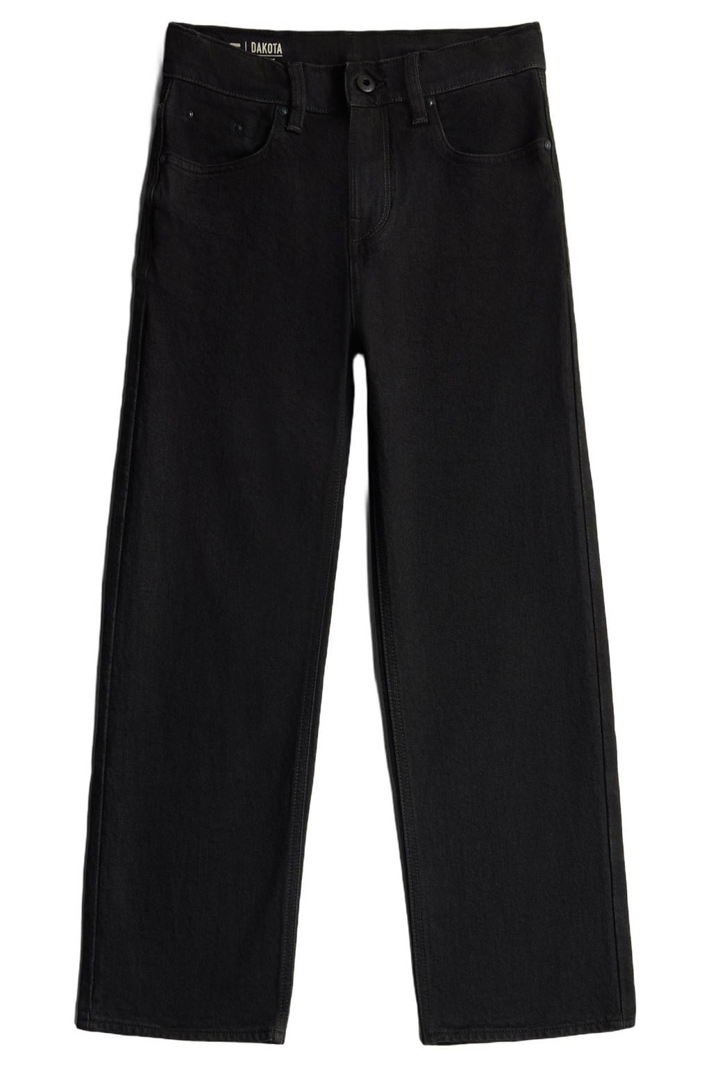Black denim jongens G-STAR straight leg jeans van denim met rits- en knoopsluiting en effen