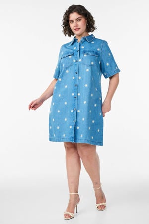 denim gebloemde spijkerjurk