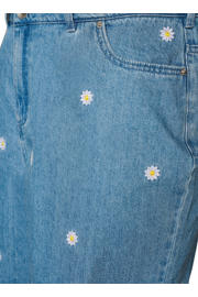 thumbnail: Zizzi regular high waist gebloemde short broderie medium blue denim
