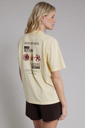 T-shirt met backprint lichtgeel