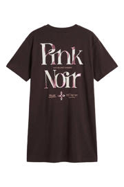 thumbnail: Pink Noir T-shirtjurk korte jurk met backprint donkerbruin