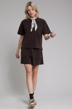 regular waist sweatshort donkerbruin