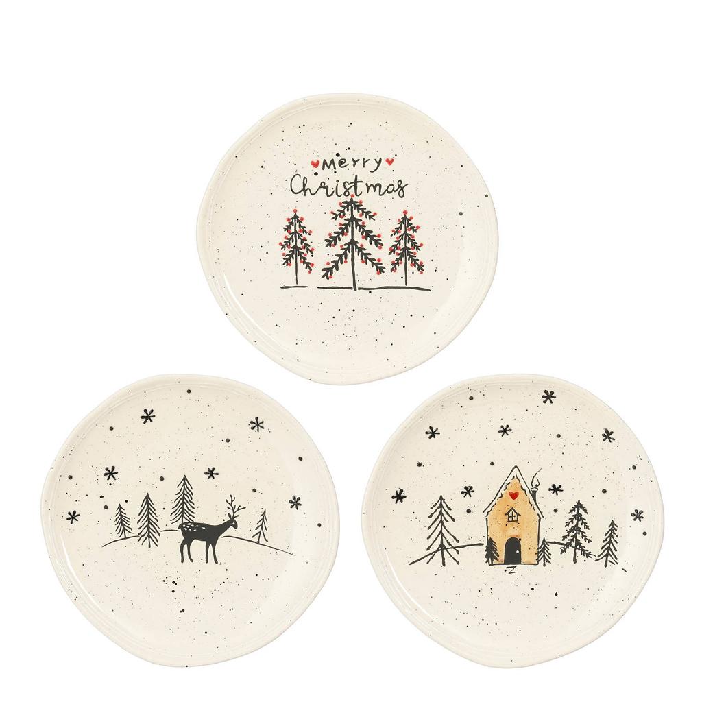 Mica Decorations kerst ontbijtbord Mateo (Ø23 cm) (set van 6)