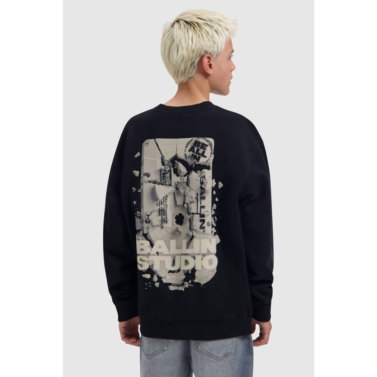 Ballin sweater met backprint zwart