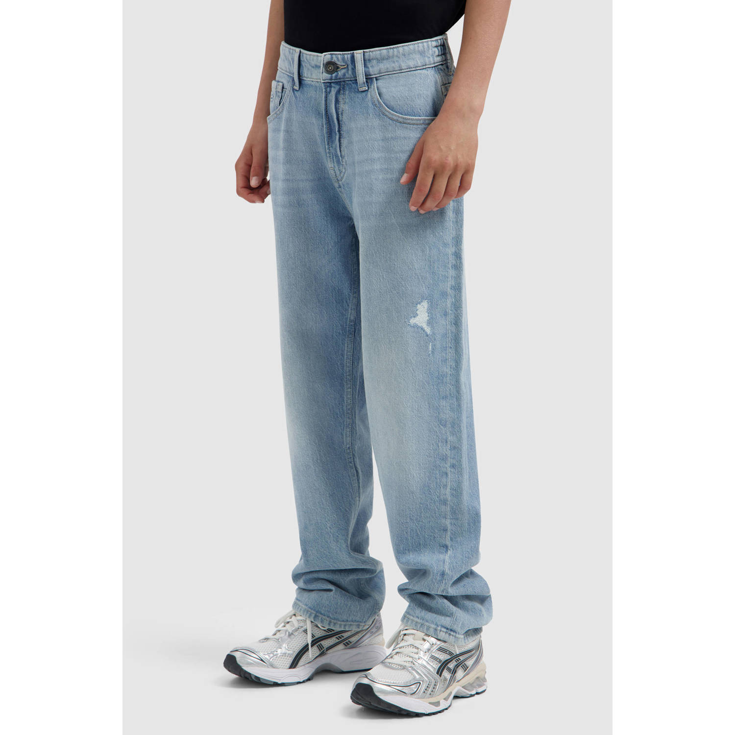 Ballin The Luke loose fit jeans met slijtage lichtblauw
