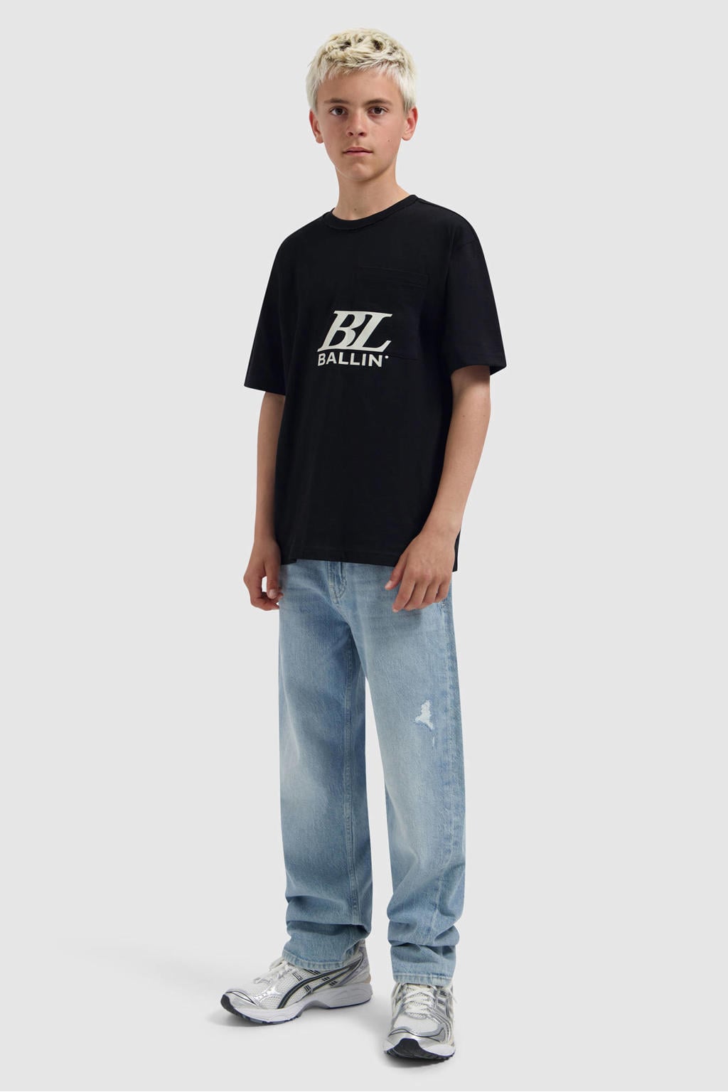 Light blue denim jongens Ballin The Luke loose fit jeans van denim met regular waist en effen
