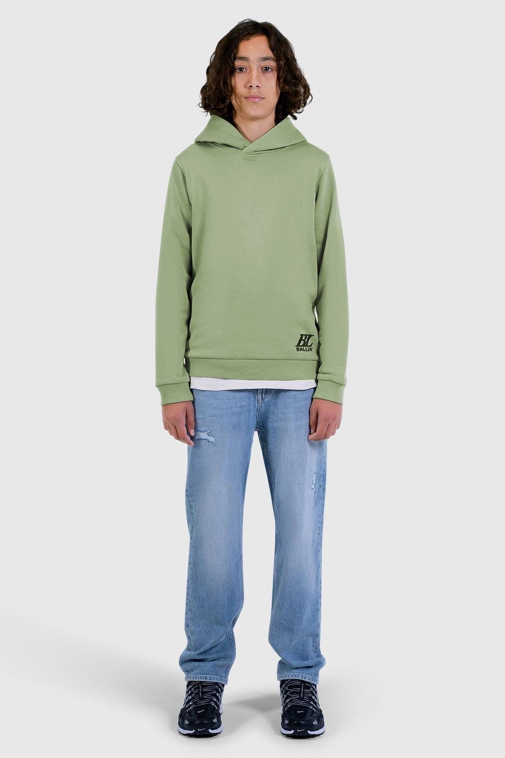 Ballin rechtvallende hoodie met backprint - groen