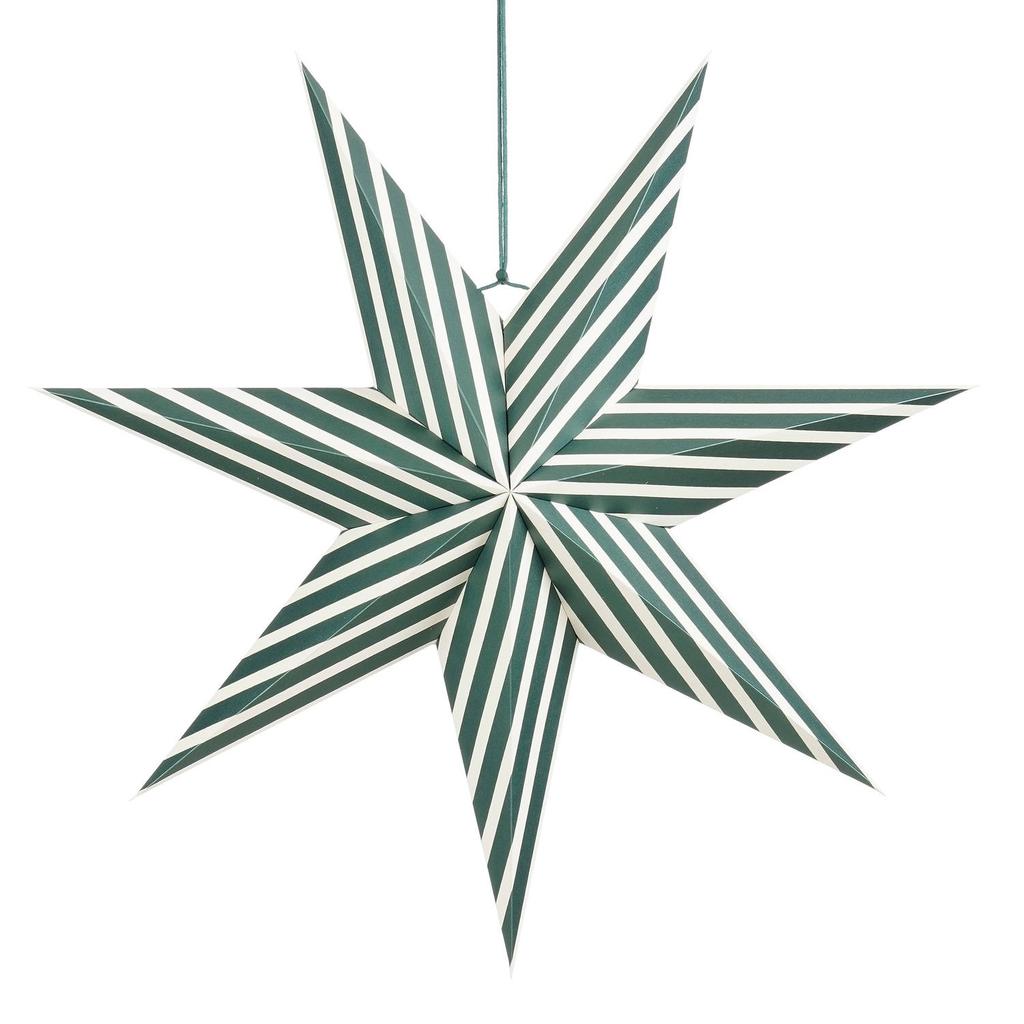 Mica Decorations kerstster groen wit gestreept (60 cm)