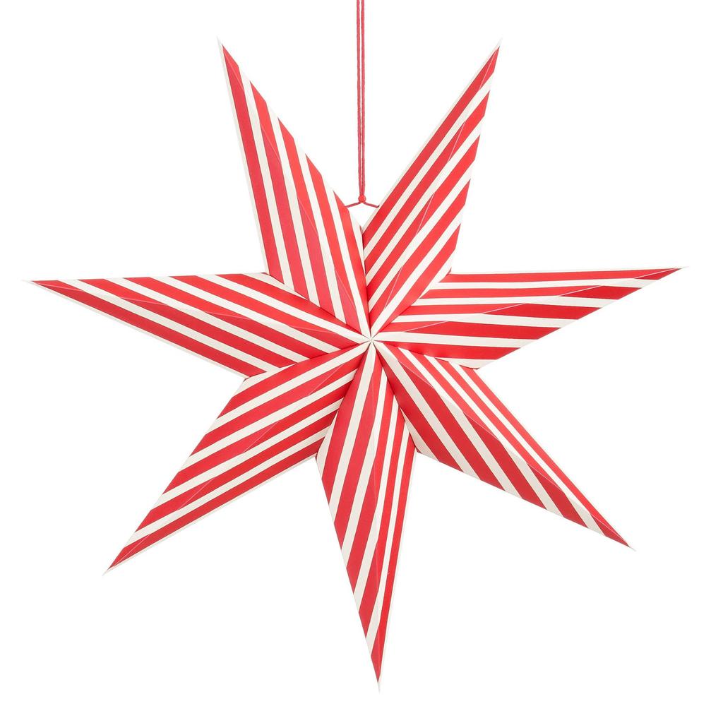 Mica Decorations kerstster rood wit gestreept (60 cm)
