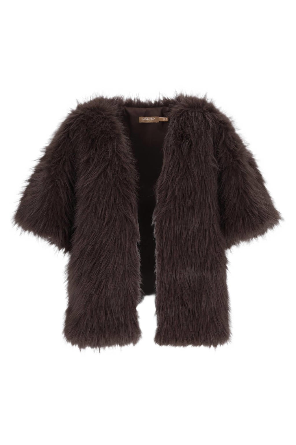 Donkerblauwe meisjes Like Flo Young imitatiebont vest met effen, korte mouwen, openvallende hals en haaksluiting