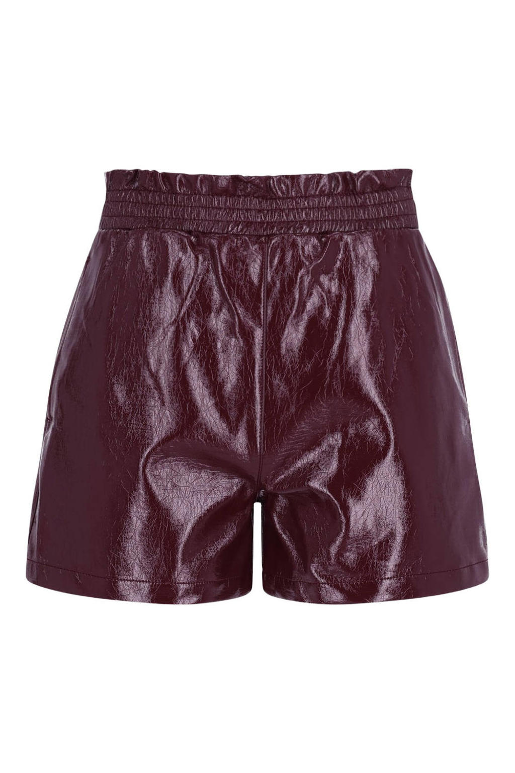 Like Flo Young imitatieleren loose fit paperbag short - donkerrood