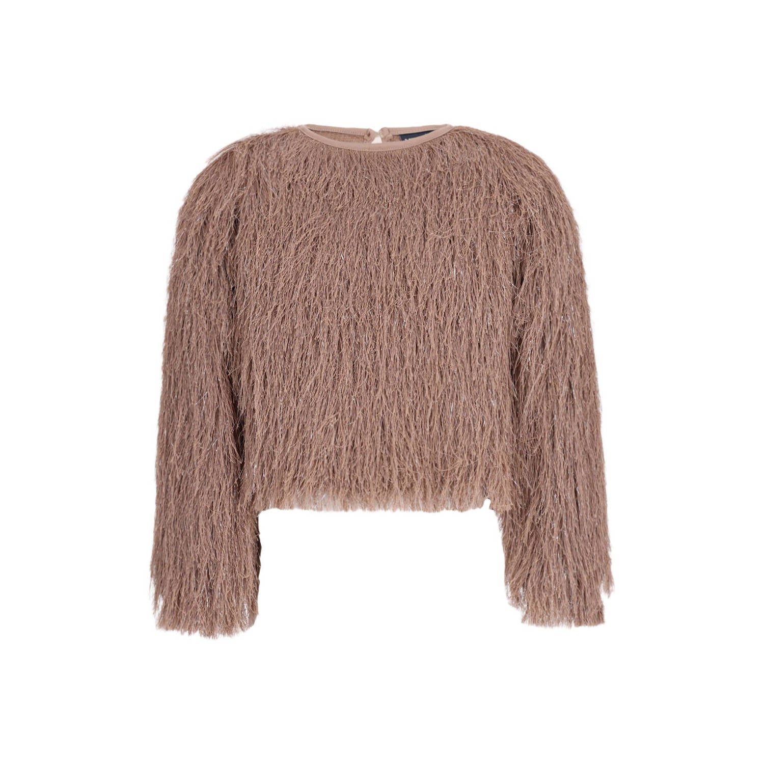 Like Flo rechtvallende top met franjes en glitters champagne