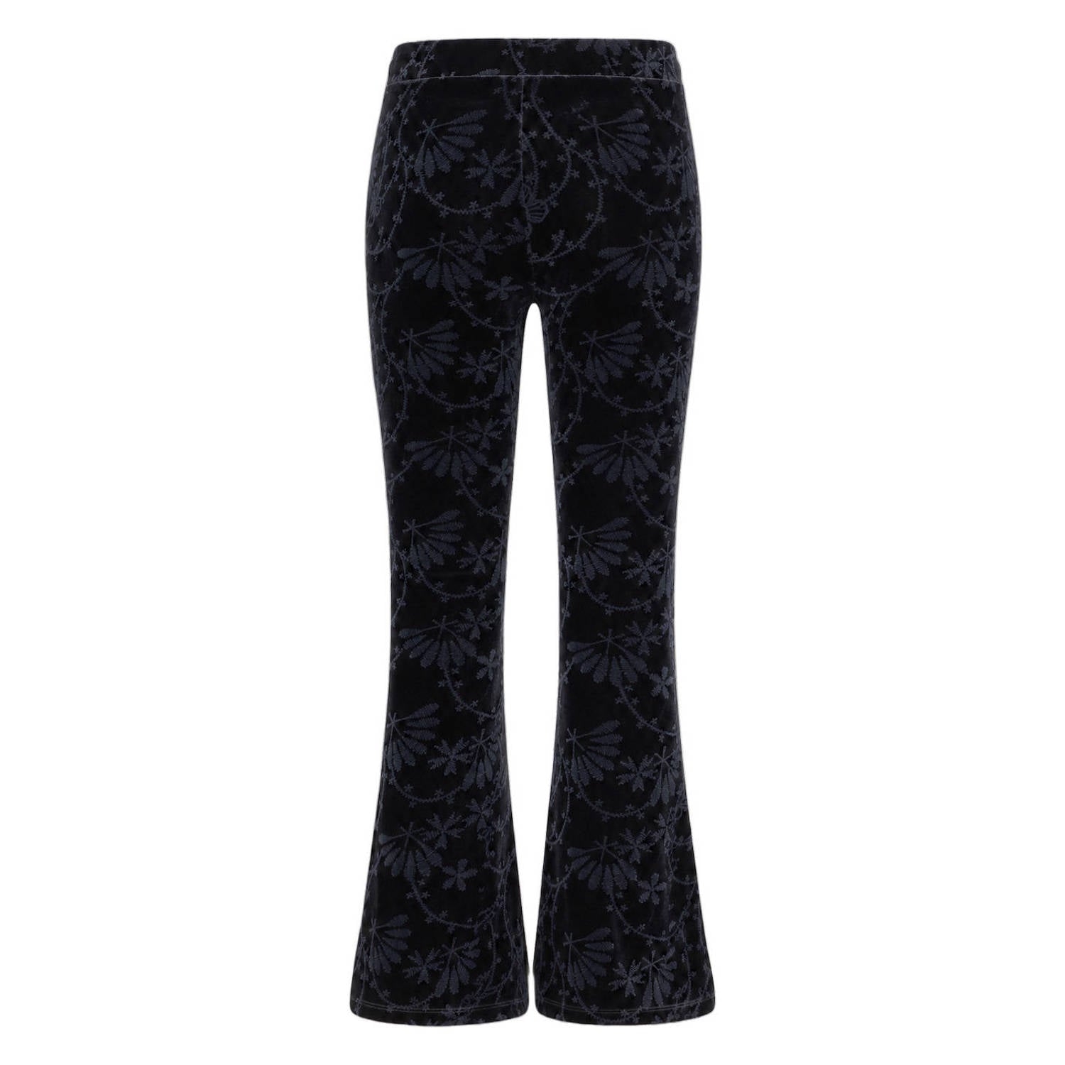 Like Flo fluwelen flared broek met print antraciet