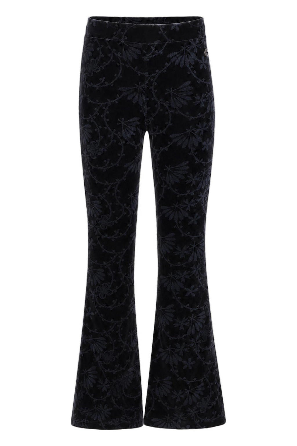 Antraciete meisjes Like Flo fluwelen flared broek met regular waist en elastische tailleband