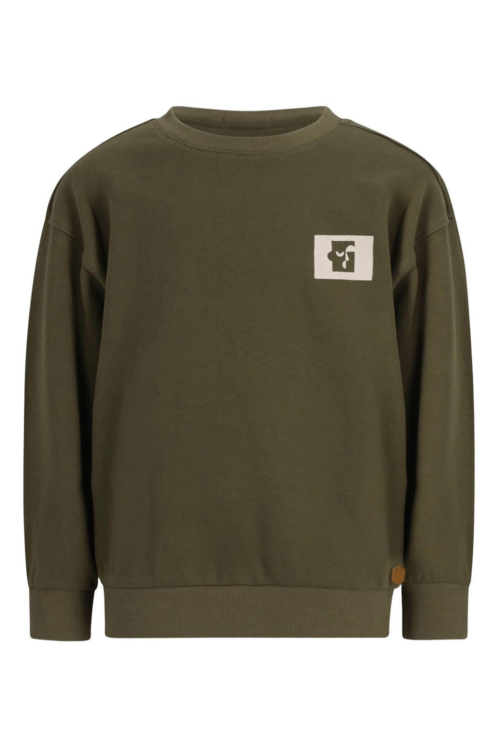 Like Flo rechtvallende sweater met backprint - olijfgroen