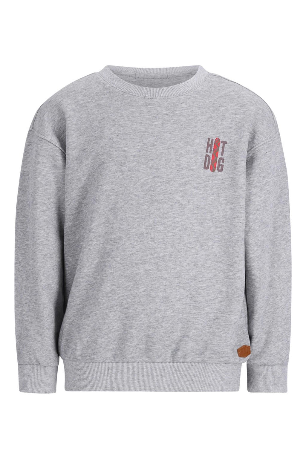 Like Flo rechtvallende sweater met backprint - grijs
