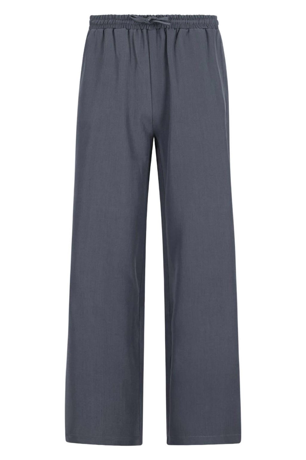Antraciete meisjes Like Flo Young wide leg casual broek met elastische tailleband met koord en effen
