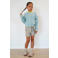 Like Flo regular fit gebloemde jacquard short met ceintuur - lichtblauw