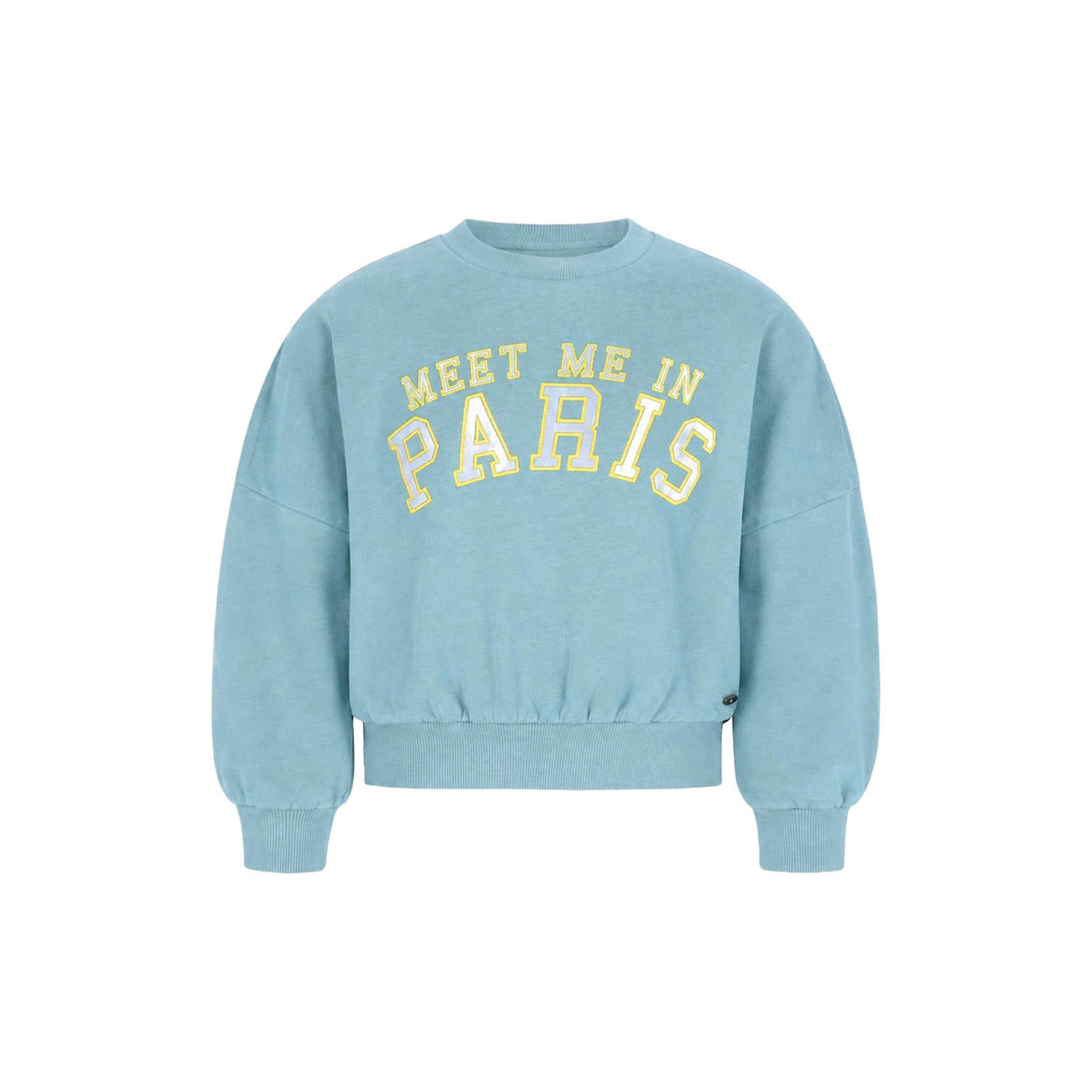 Like Flo oversized sweater met print turquoise geel