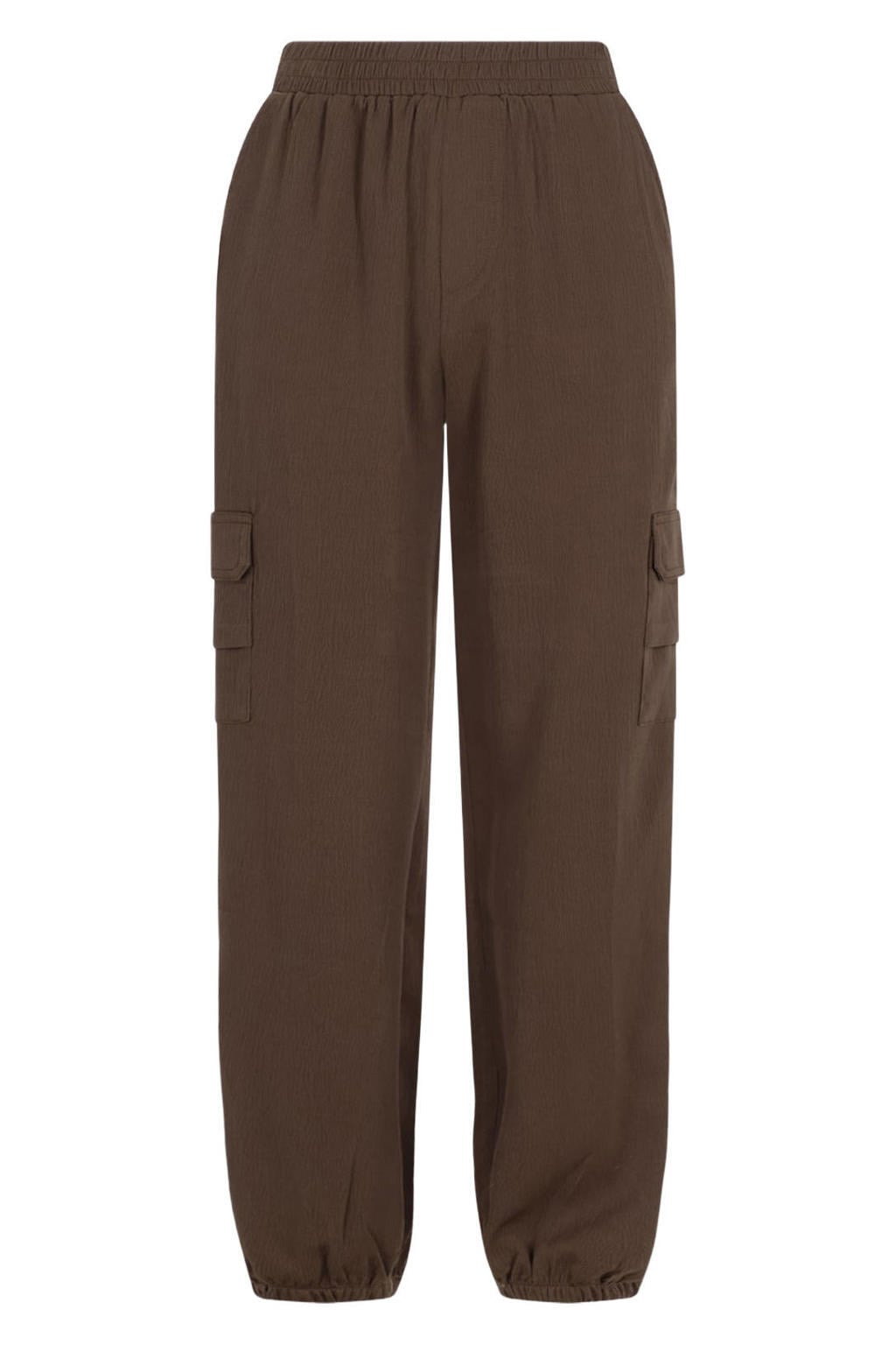 Donkerblauwe meisjes Like Flo Young loose fit cargobroek van polyester met regular waist, elastische tailleband en effen