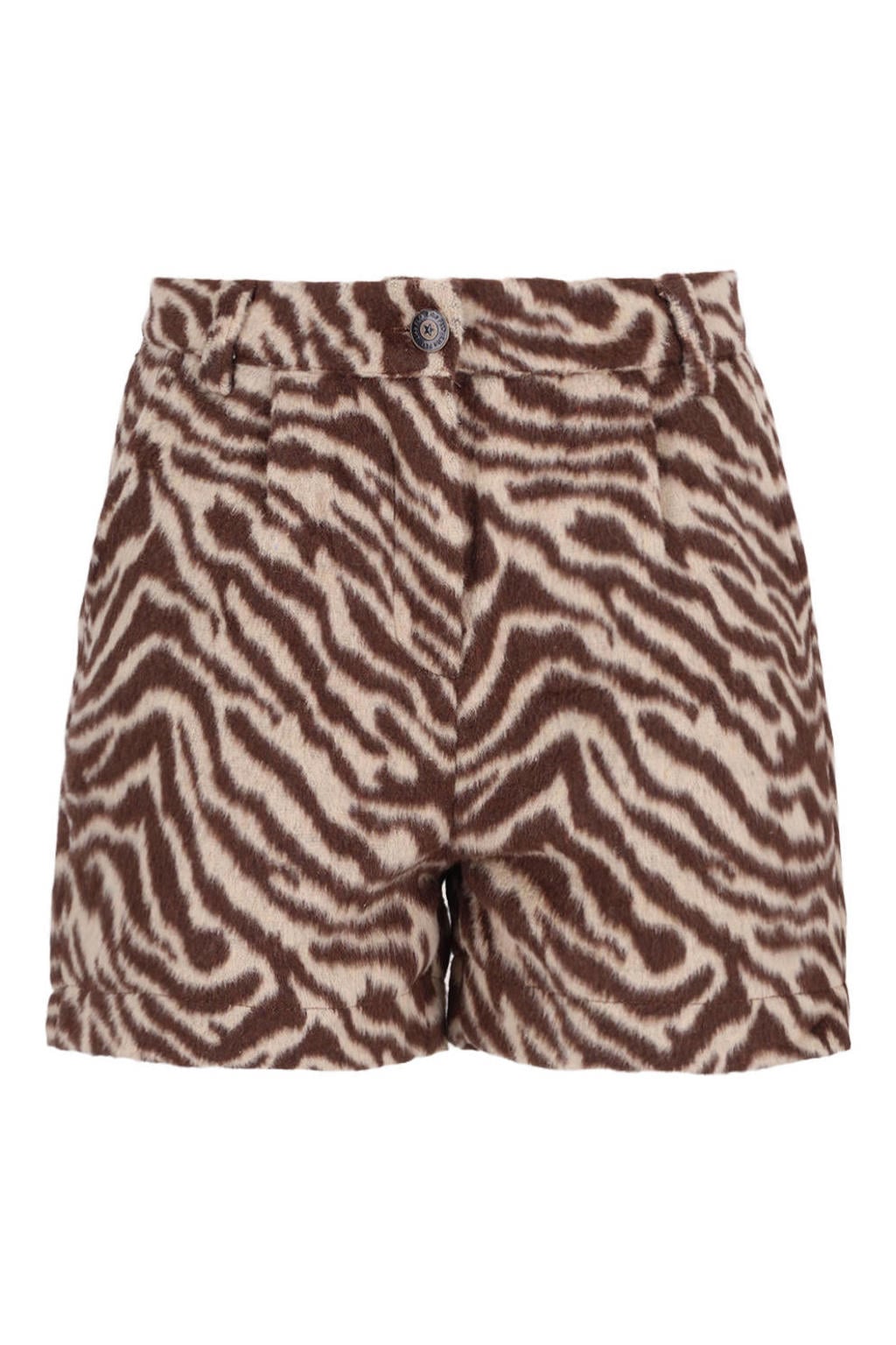 Donkerbruin en beige meisjes Like Flo regular fit casual short van polyester