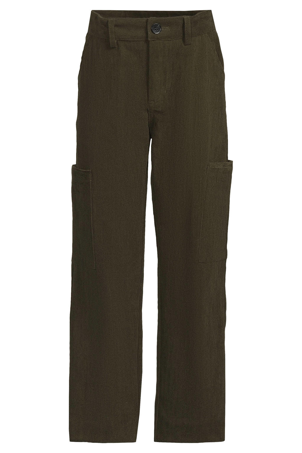 Like Flo corduroy straight leg cargobroek - donkergroen