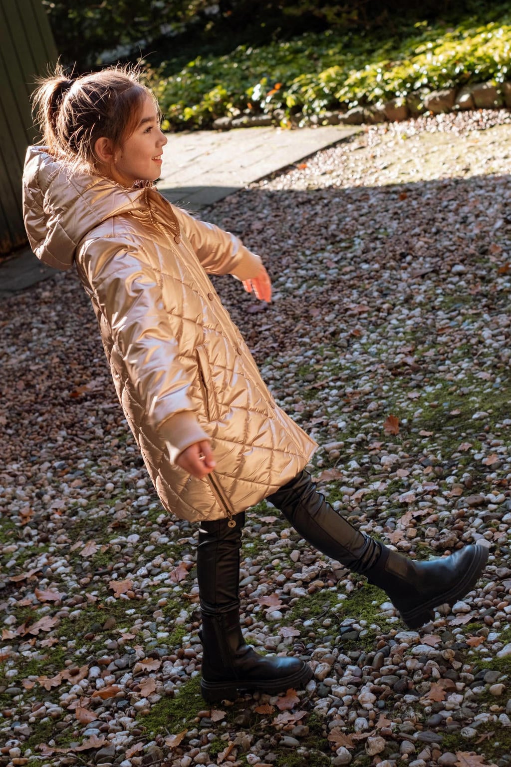 Like Flo quilted winterjas met split - bruin