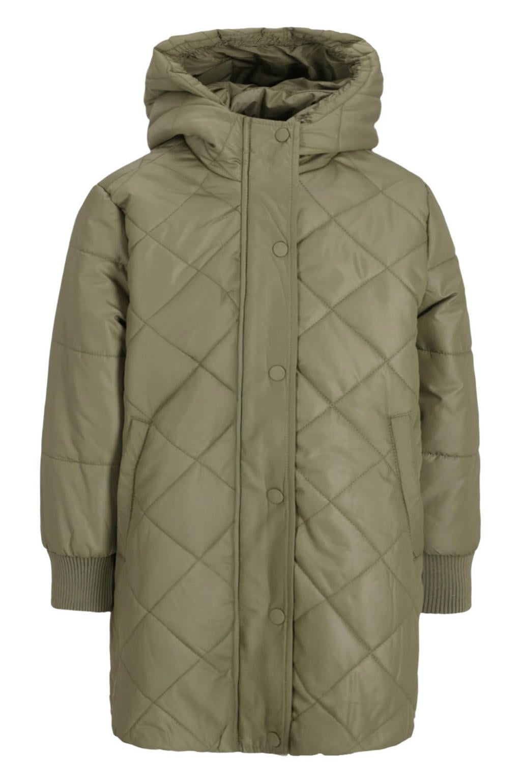Like Flo quilted winterjas met split - groen