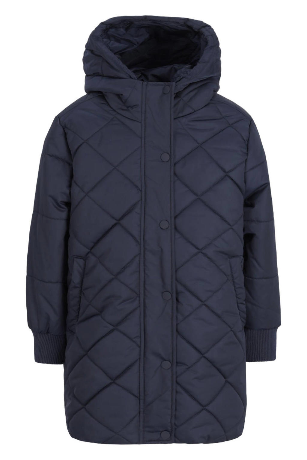 Like Flo quilted winterjas met split - marineblauw