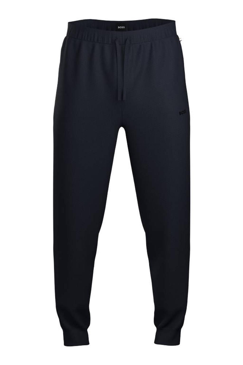 BOSS loungebroek met wafelstructuur - donkerblauw