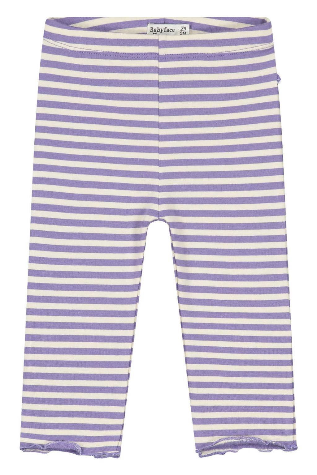Lila en witte meisjes Babyface slim fit gestreepte legging van stretchkatoen met regular waist en elastische tailleband
