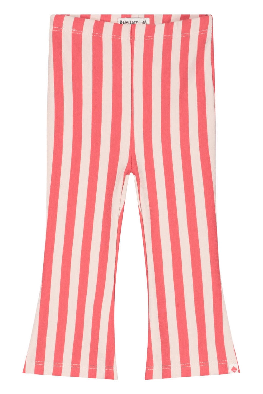 Roze en witte meisjes Babyface katoenen gestreepte flared babybroek met regular waist en elastische tailleband