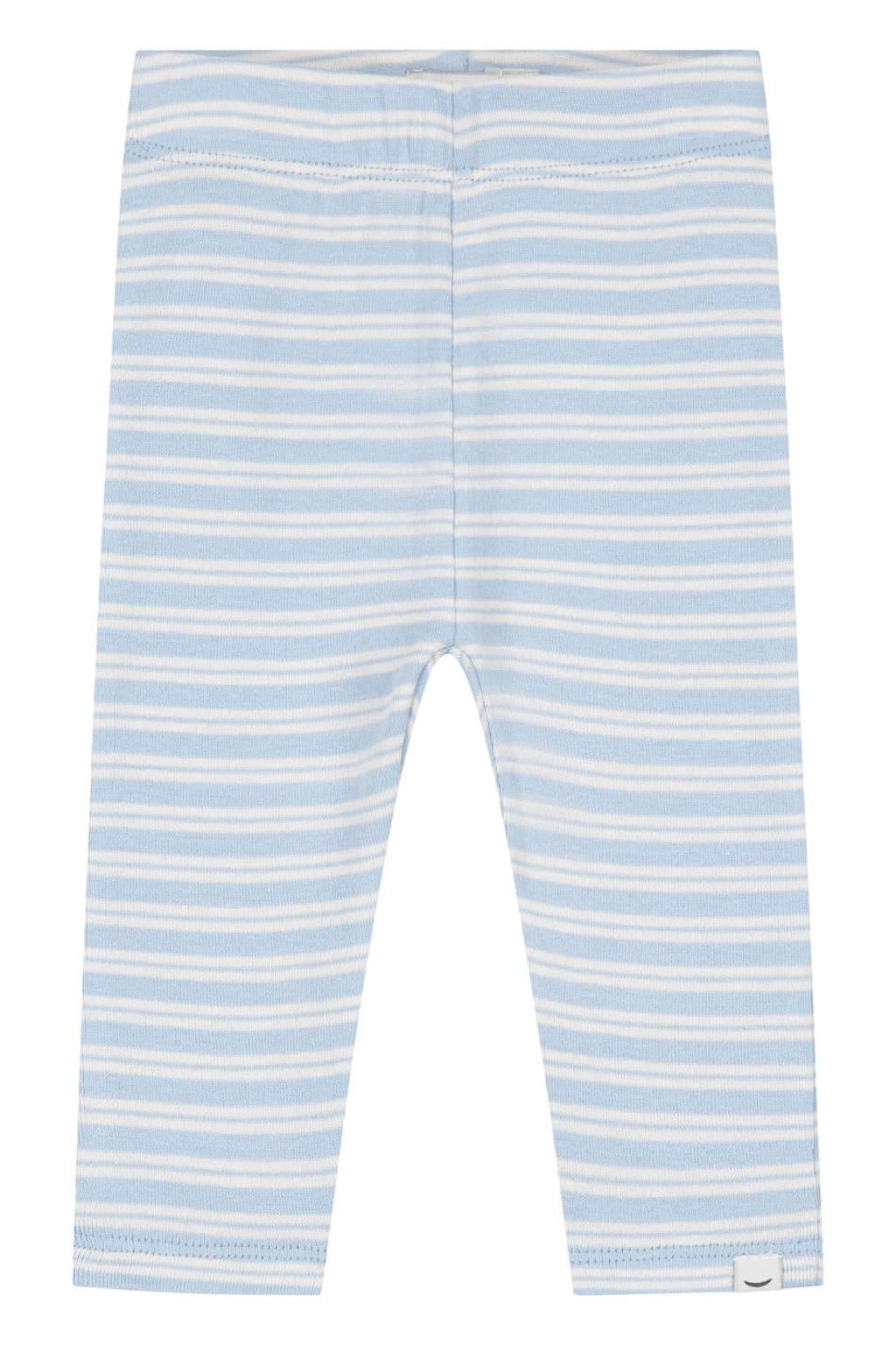 Lichtblauwe Babyface katoenen gestreepte babybroek met elastische tailleband