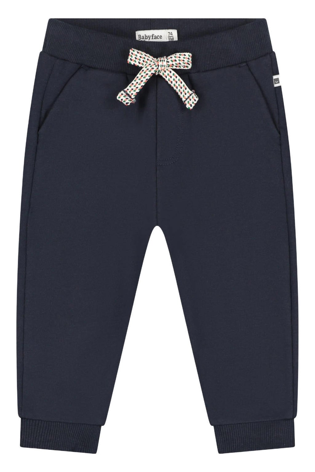 Donkerblauwe jongens Babyface relaxed fit sweatpant van stretchkatoen met regular waist, elastische tailleband met koord en effen