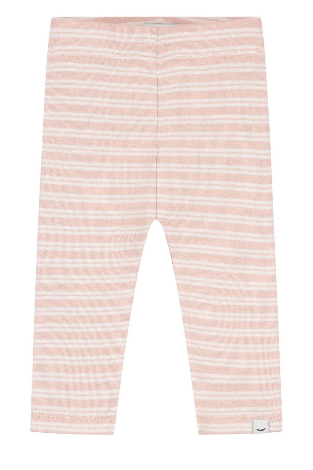 Lichtroze Babyface katoenen gestreepte babybroek met elastische tailleband