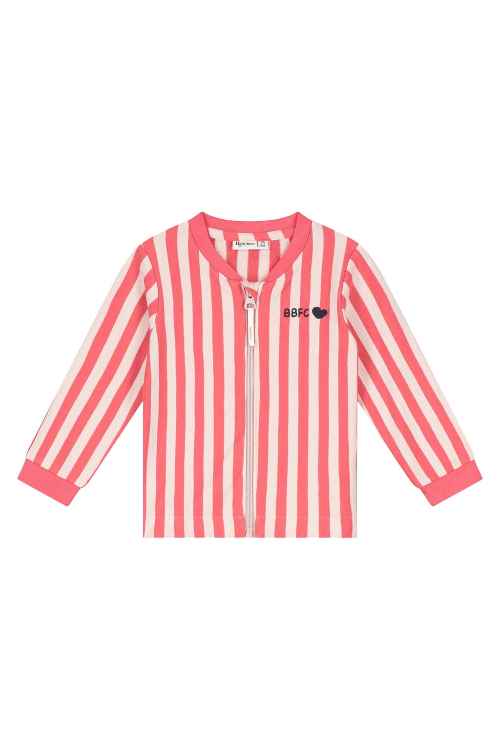 Roze en witte meisjes Babyface gestreept sweatvest met lange mouwen, ronde hals en ritssluiting