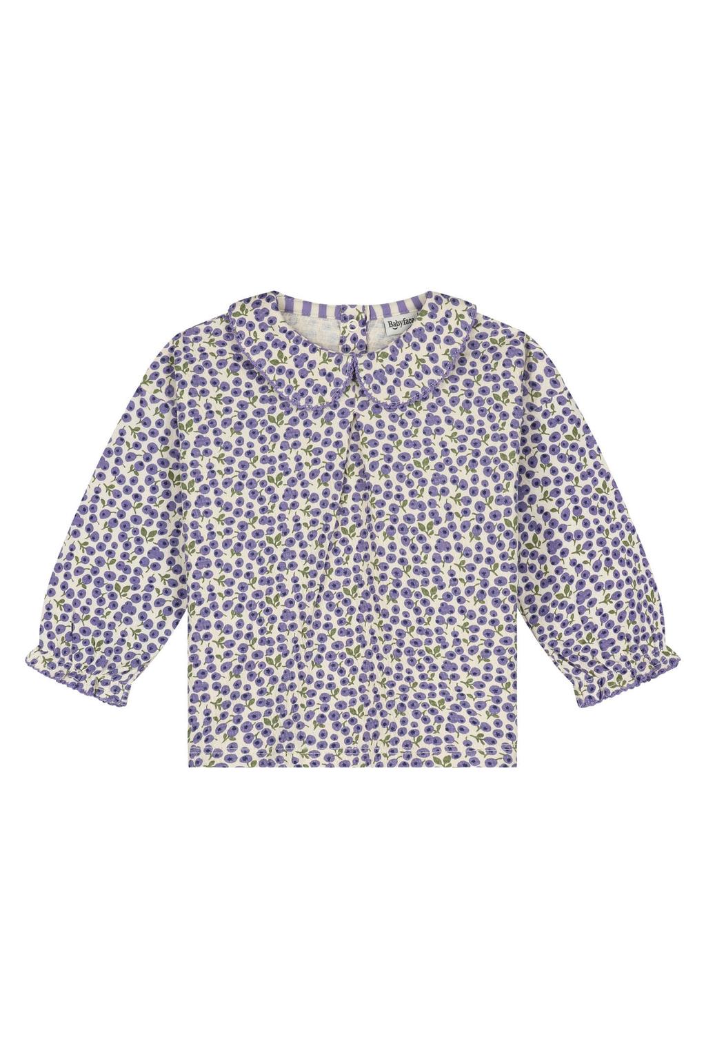 Lilakleurige meisjes Babyface rechtvallende longsleeve van katoen met lange mouwen, peter pan-kraag en drukknoopsluiting