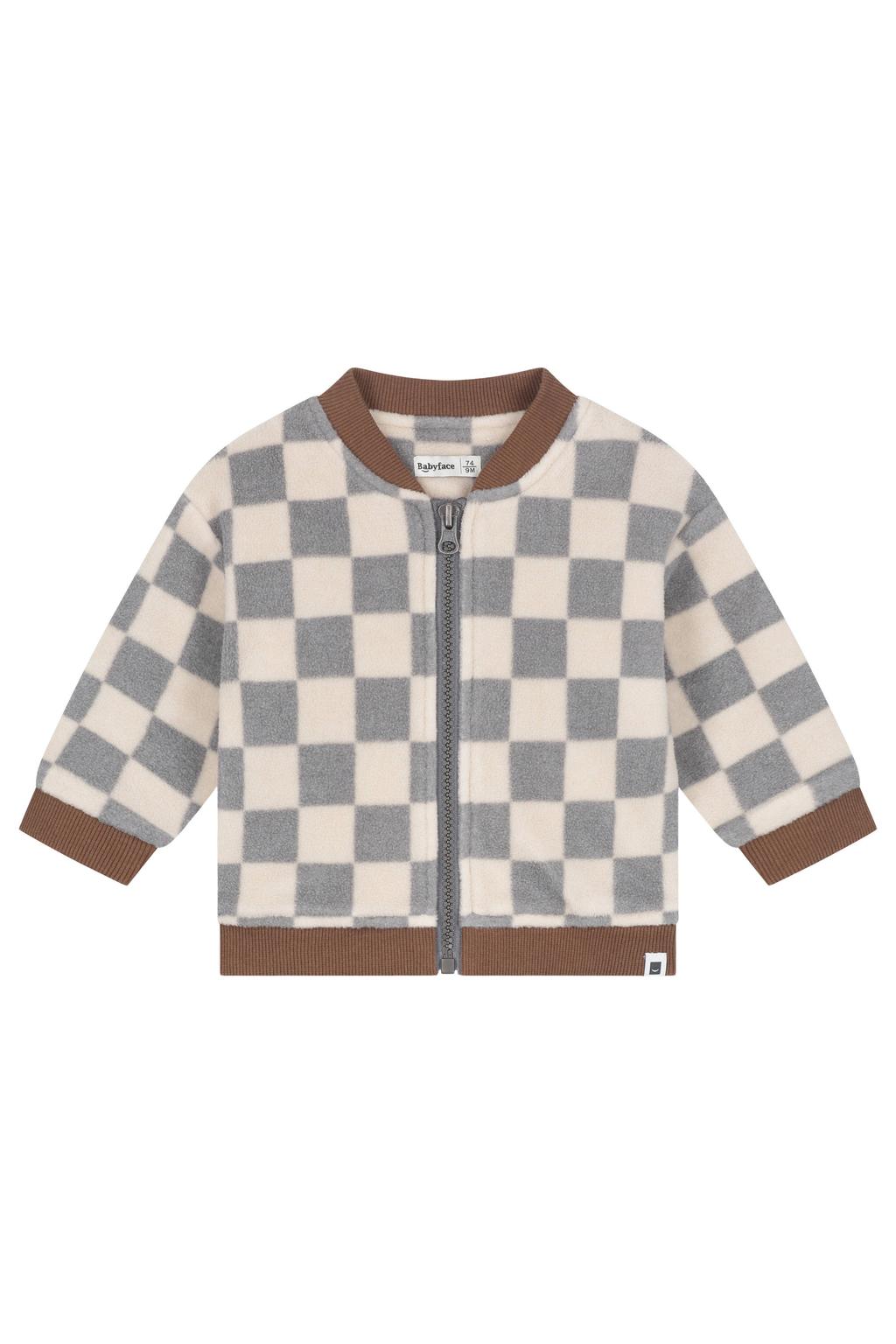 Babyface gebreid geruit vest - grijs/beige