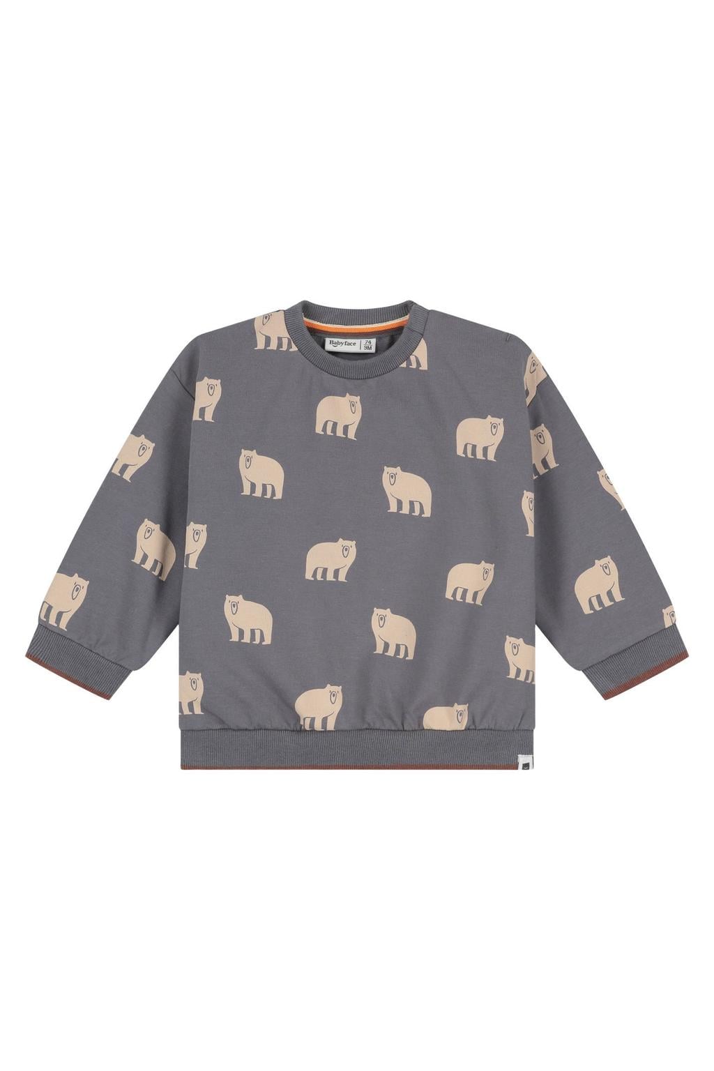 Babyface sweater met print - grijs/beige