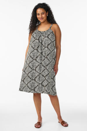 zomerjurk Plus Size met print - zwart