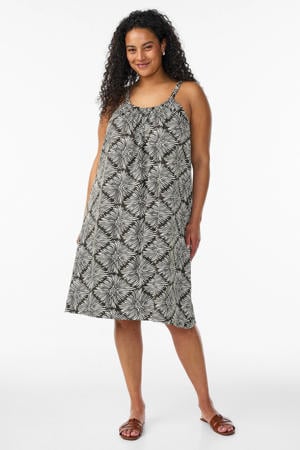 zomerjurk Plus Size met print - zwart