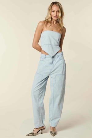 high waist barrel jeans light blue denim