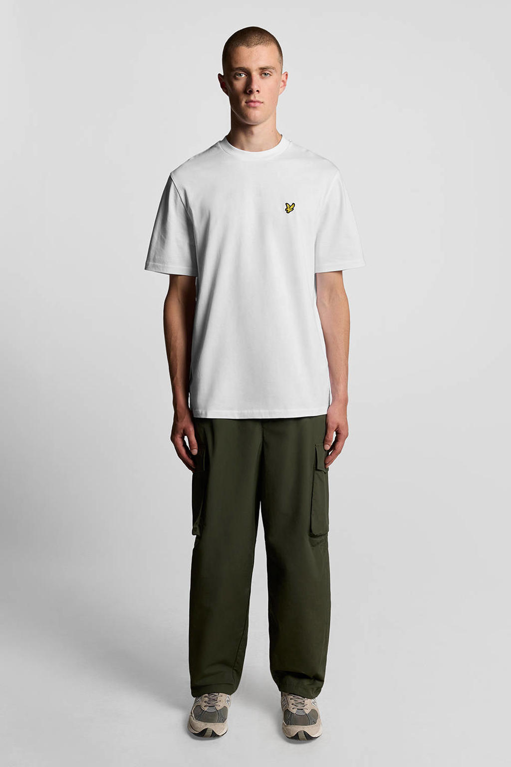 Witte heren Lyle & Scott regular T-shirt van katoen met effen, korte mouwen en ronde hals