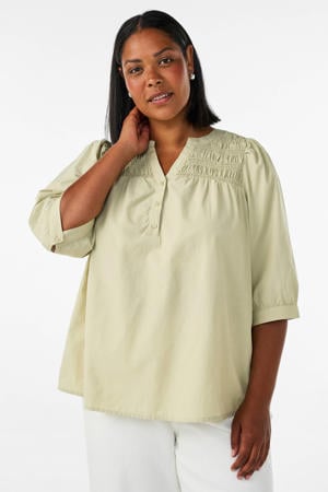 katoenen top Plus Size - lichtgeel